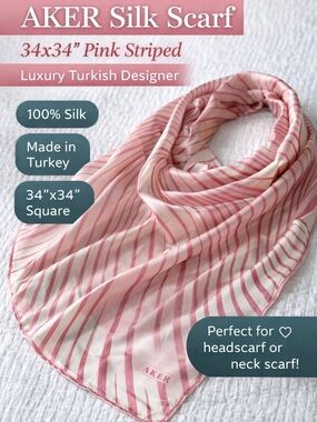 Aker Pink Striped Silk Scarf